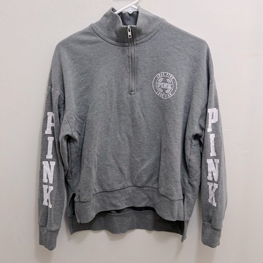 Victoria’s Secret PINK Grey Oversized Half Zip Up Sweater, Size Small
